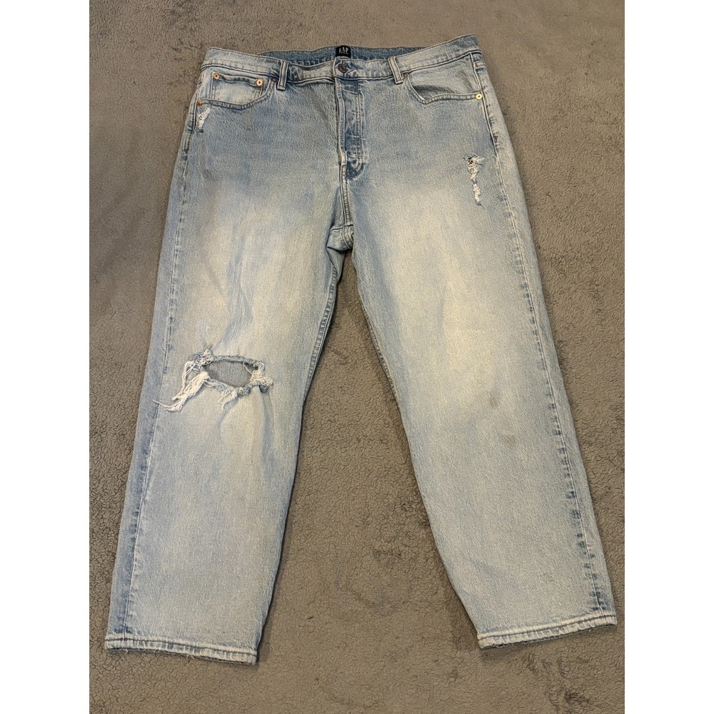 Gap Jeans Women's 18/34 Cheeky Straight Button Fly Light Wash Distressed Blue